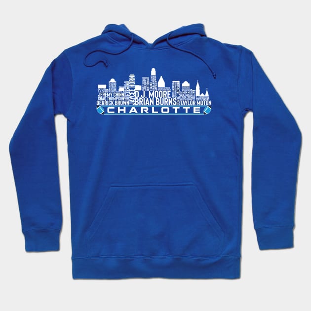 Carolina Football Team 23 Player Roster, Charlotte City Skyline Hoodie by Legend Skyline